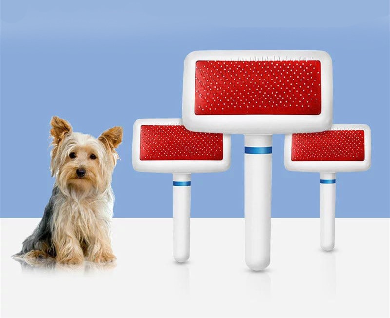 KFX-8499261 Stainless Steel Dog Comb with Soft Airbag and Cleaning Needles for Gentle Grooming