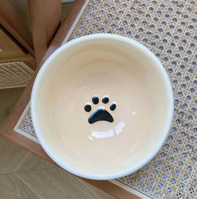 KFX-8499645 Water Ripple Ceramic Pet Bowl for Cats - Anti-Tumble Design, 16.5 × 10cm