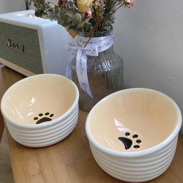 KFX-8499645 Water Ripple Ceramic Pet Bowl for Cats - Anti-Tumble Design, 16.5 × 10cm