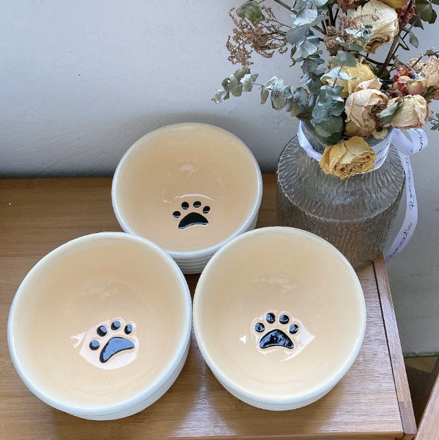KFX-8499645 Water Ripple Ceramic Pet Bowl for Cats - Anti-Tumble Design, 16.5 × 10cm