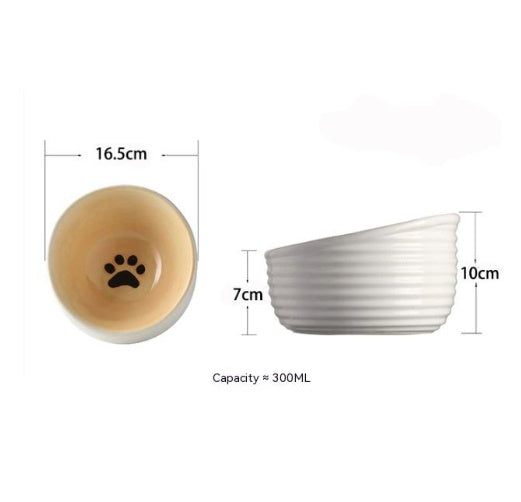KFX-8499645 Water Ripple Ceramic Pet Bowl for Cats - Anti-Tumble Design, 16.5 × 10cm