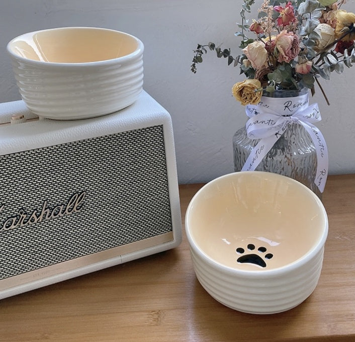 KFX-8499645 Water Ripple Ceramic Pet Bowl for Cats - Anti-Tumble Design, 16.5 × 10cm
