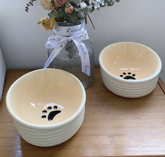 KFX-8499645 Water Ripple Ceramic Pet Bowl for Cats - Anti-Tumble Design, 16.5 × 10cm