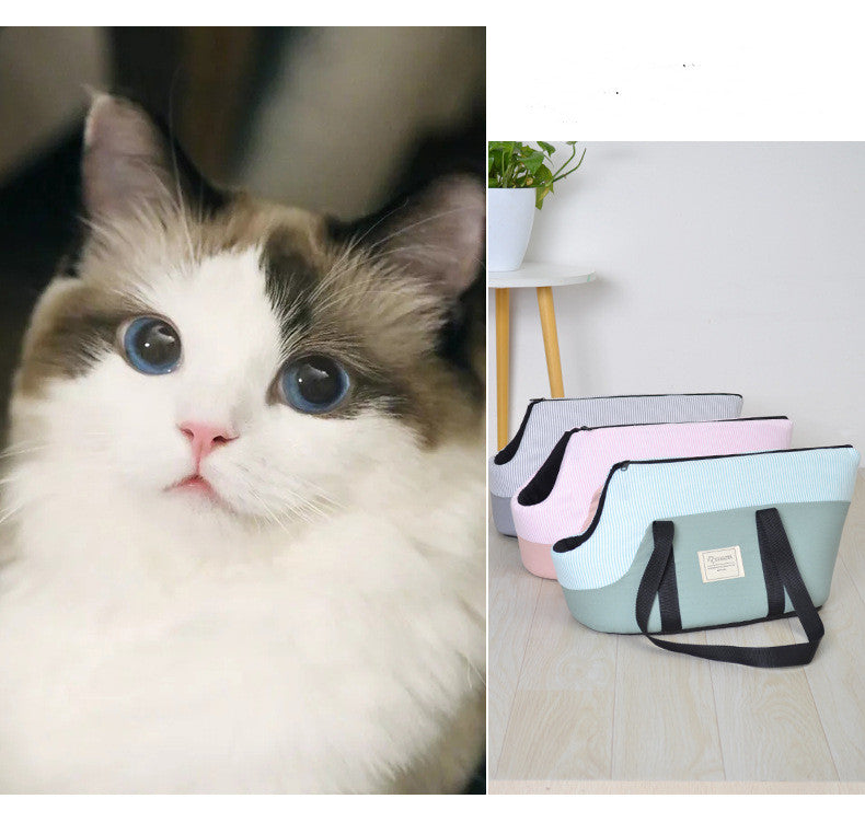 KFX-8499901 Breathable One-Shoulder Pet Backpack in Pink, Light Green, and Light Gray