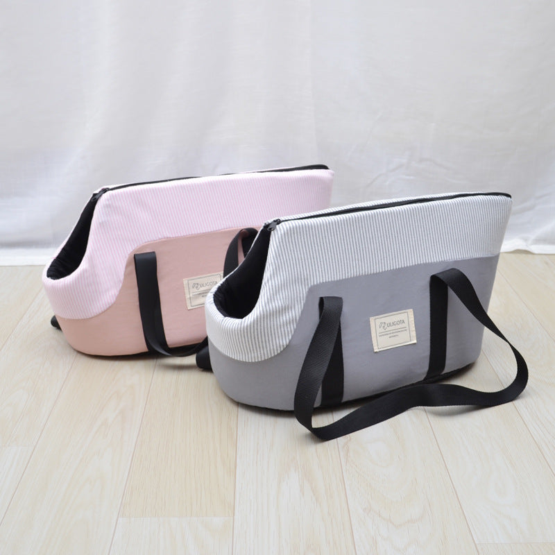 KFX-8499901 Breathable One-Shoulder Pet Backpack in Pink, Light Green, and Light Gray