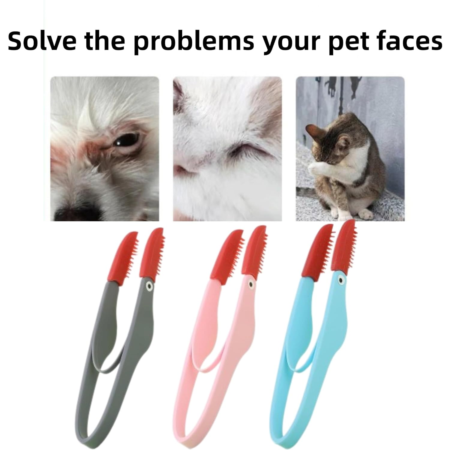 KFX-8500925 Soft Silicone Pet Tear Stain Remover Brush for Cats and Dogs Easy Grip Grooming Tool