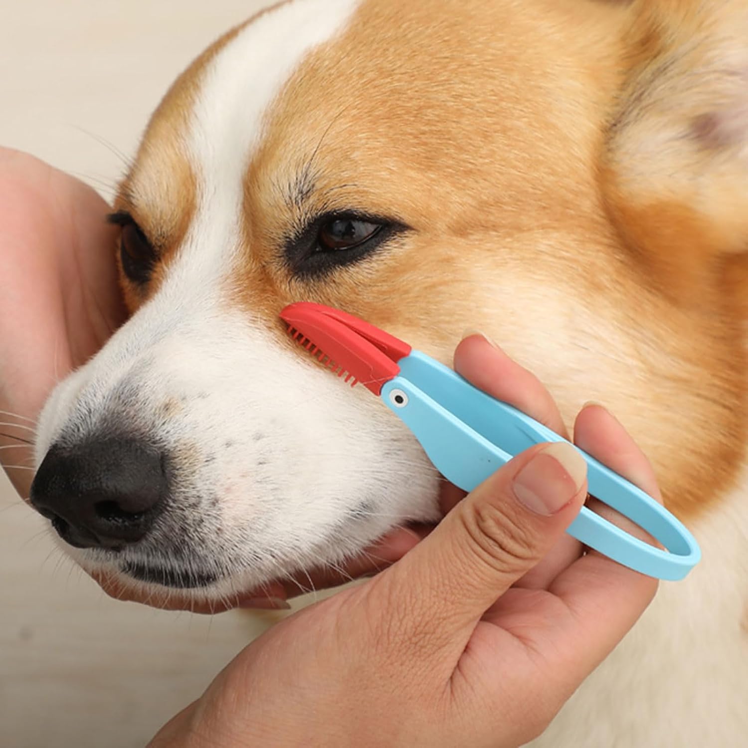 KFX-8500925 Soft Silicone Pet Tear Stain Remover Brush for Cats and Dogs Easy Grip Grooming Tool