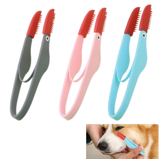 KFX-8500925 Soft Silicone Pet Tear Stain Remover Brush for Cats and Dogs Easy Grip Grooming Tool