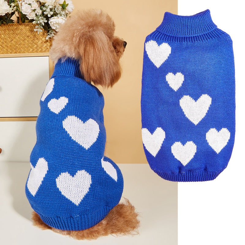 KFX-8501437 Valentine's Day & New Year Dog Knitted Sweater - Pink, Red, Blue, Sizes S-XXL