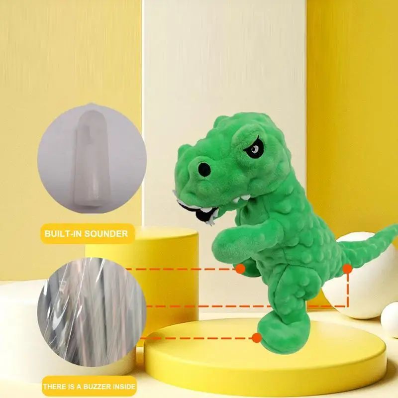KFX-8502077 Dinosaur Squeaky Plush Dog Toy with Grunt Sounds for Interactive Chewing and Play for Small to Large Dogs