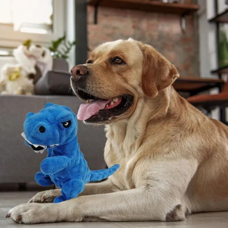 KFX-8502077 Dinosaur Squeaky Plush Dog Toy with Grunt Sounds for Interactive Chewing and Play for Small to Large Dogs