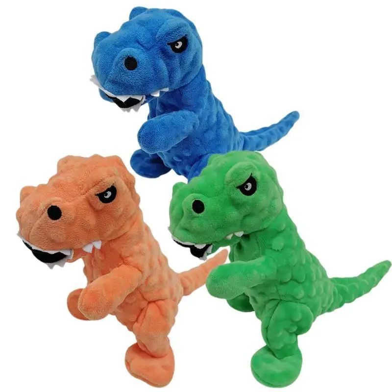KFX-8502077 Dinosaur Squeaky Plush Dog Toy with Grunt Sounds for Interactive Chewing and Play for Small to Large Dogs