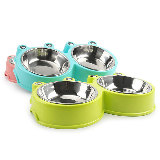 KFX-8509373 Cartoon Stainless Steel Pet Bowl - Colorful Design for Small to Medium Dogs and Cats