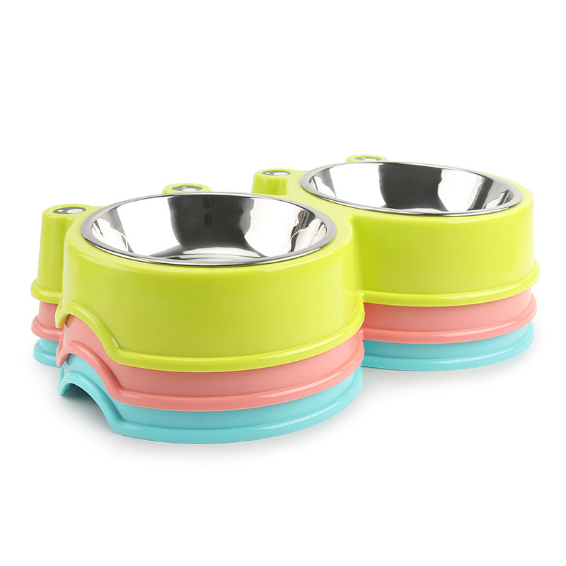 KFX-8509373 Cartoon Stainless Steel Pet Bowl - Colorful Design for Small to Medium Dogs and Cats