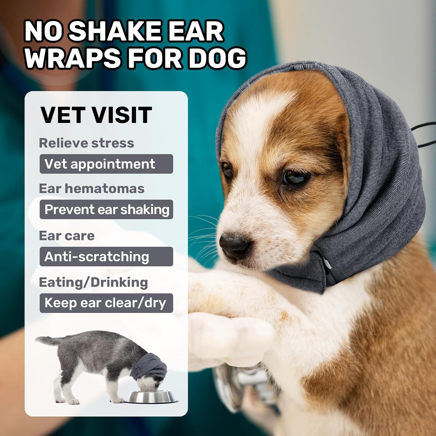 KFX-8509757 Dog Calming Hoodie with Adjustable Ear Wraps for Noise Protection and Grooming Relief