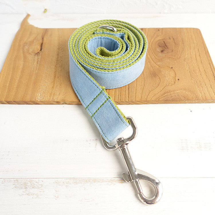 KFX-8511165 Sky Blue Velvet Dog Collar - Adjustable Polyester Pet Chain for Sizes XS to XK