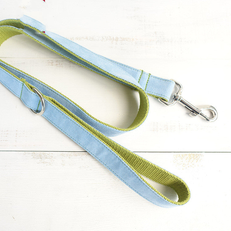KFX-8511165 Sky Blue Velvet Dog Collar - Adjustable Polyester Pet Chain for Sizes XS to XK