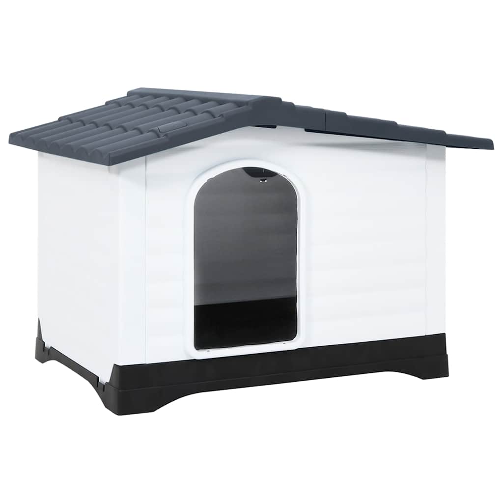 KFX-8513213 Durable Polypropylene Dog House for Comfortable Outdoor Shelter, 90.5 x 68 x 66 cm - Blue, White, Black, Gray
