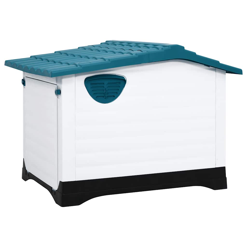 KFX-8513213 Durable Polypropylene Dog House for Comfortable Outdoor Shelter, 90.5 x 68 x 66 cm - Blue, White, Black, Gray