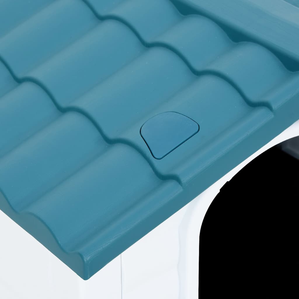 KFX-8513213 Durable Polypropylene Dog House for Comfortable Outdoor Shelter, 90.5 x 68 x 66 cm - Blue, White, Black, Gray