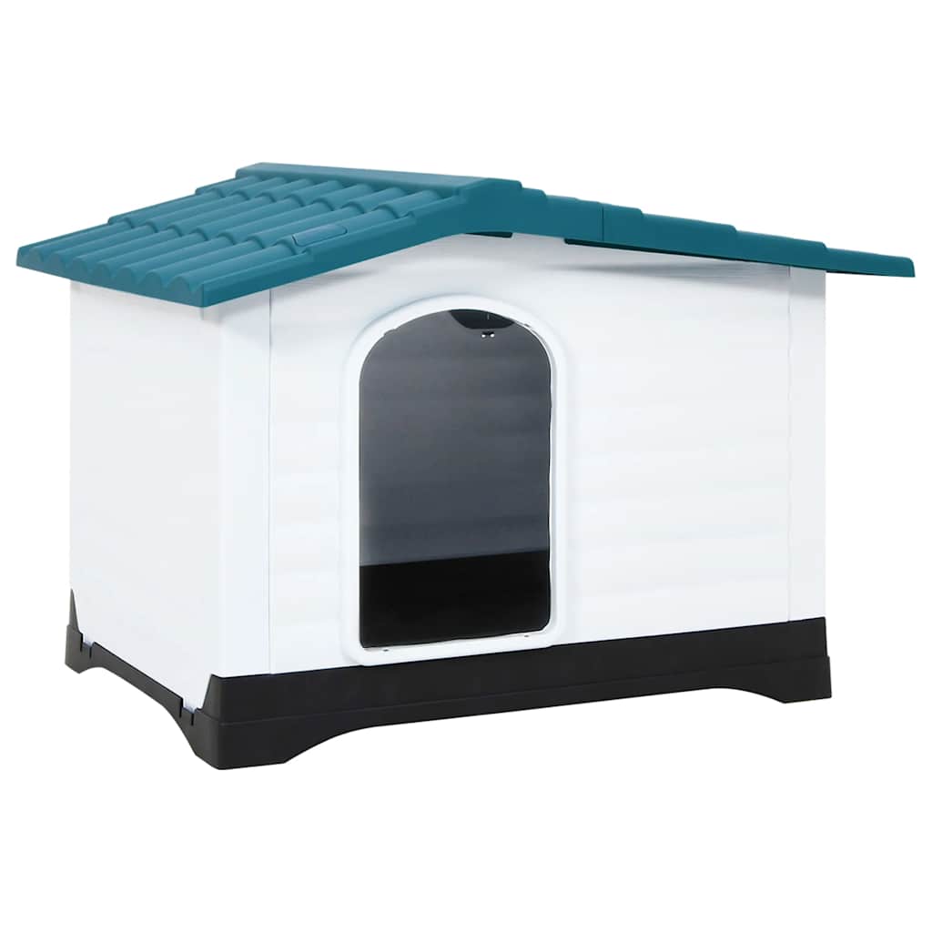 KFX-8513213 Durable Polypropylene Dog House for Comfortable Outdoor Shelter, 90.5 x 68 x 66 cm - Blue, White, Black, Gray