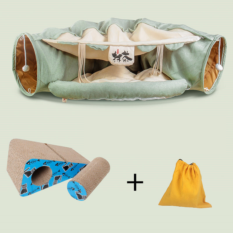 KFX-8514237 Cozy Cat Tunnel Bed with Polyester Material and Cotton Litter - 25CM Diameter, 126CM Length
