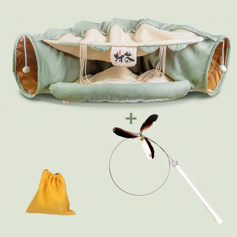 KFX-8514237 Cozy Cat Tunnel Bed with Polyester Material and Cotton Litter - 25CM Diameter, 126CM Length