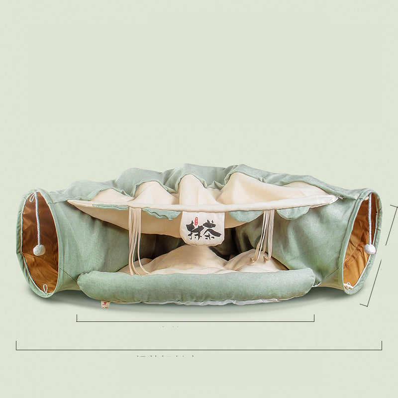 KFX-8514237 Cozy Cat Tunnel Bed with Polyester Material and Cotton Litter - 25CM Diameter, 126CM Length