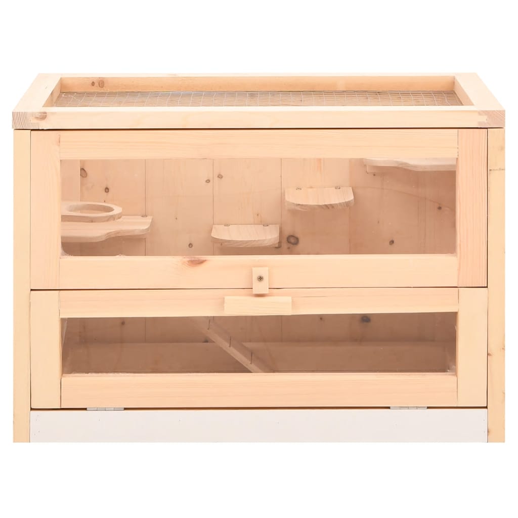 KFX-8516541 Wooden Hamster Cage with Accessories - Solid Fir Wood, Wire Mesh Top, Easy Clean Design