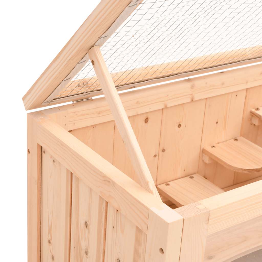 KFX-8516541 Wooden Hamster Cage with Accessories - Solid Fir Wood, Wire Mesh Top, Easy Clean Design