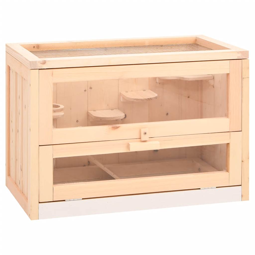 KFX-8516541 Wooden Hamster Cage with Accessories - Solid Fir Wood, Wire Mesh Top, Easy Clean Design