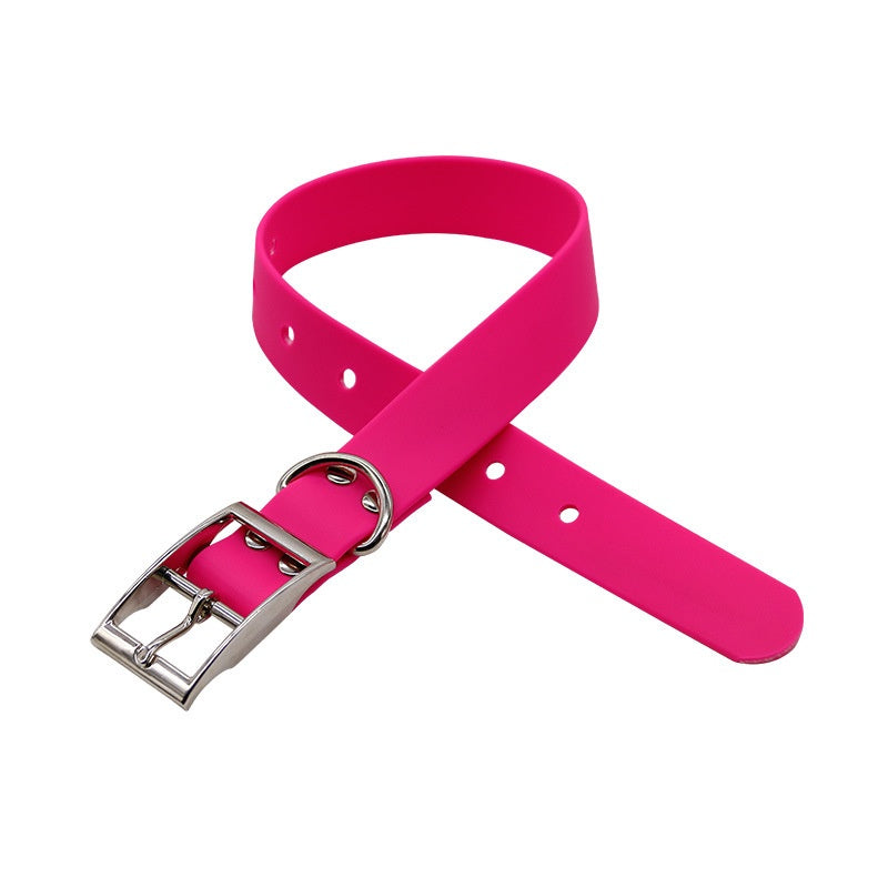 KFX-8516925 Durable Waterproof PVC Dog Collar with Zinc Alloy Buckle - Multiple Colors Available