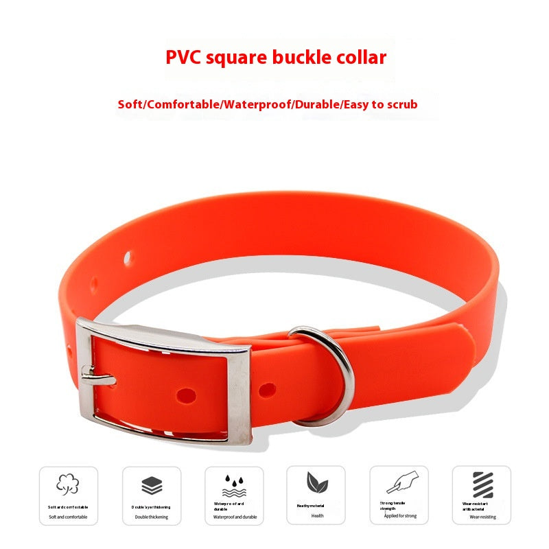 KFX-8516925 Durable Waterproof PVC Dog Collar with Zinc Alloy Buckle - Multiple Colors Available
