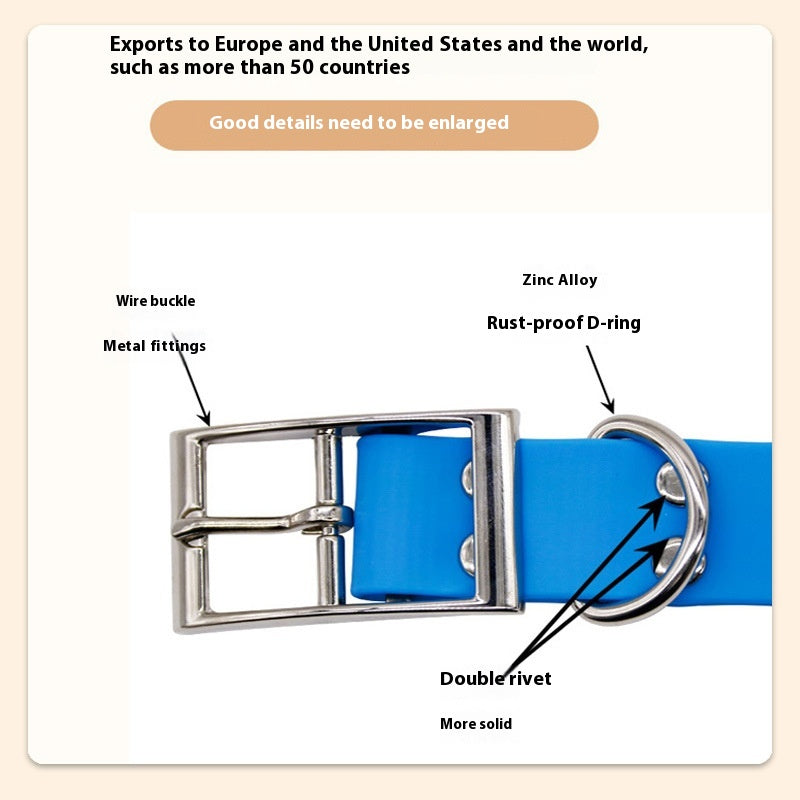KFX-8516925 Durable Waterproof PVC Dog Collar with Zinc Alloy Buckle - Multiple Colors Available