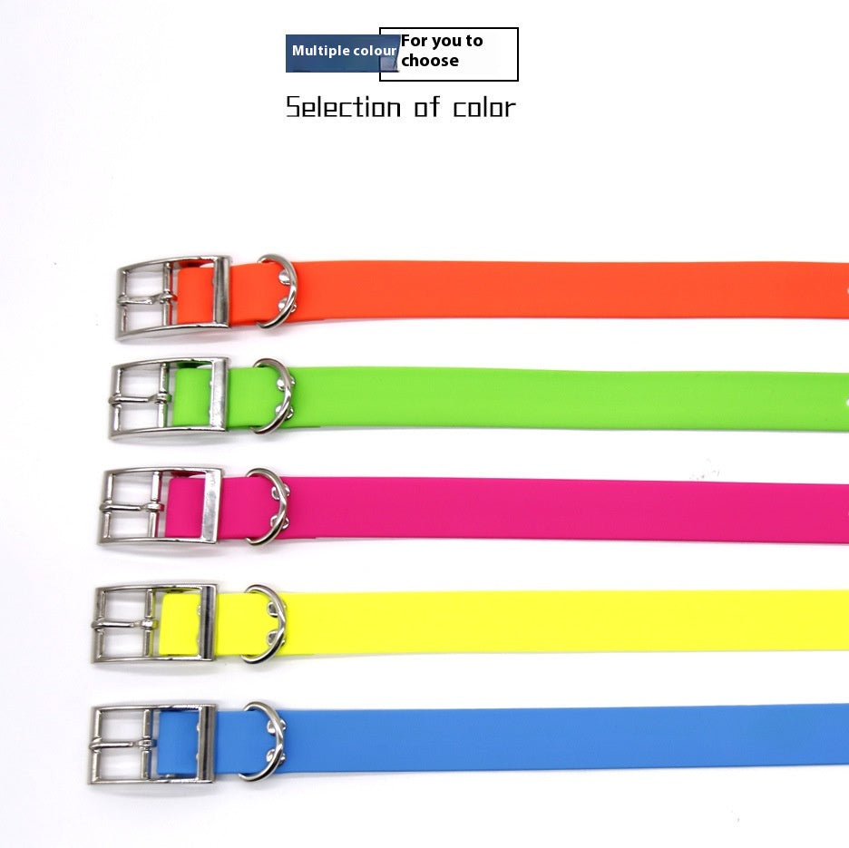 KFX-8516925 Durable Waterproof PVC Dog Collar with Zinc Alloy Buckle - Multiple Colors Available