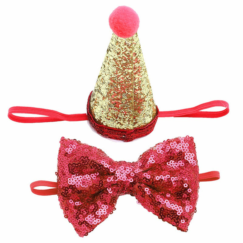 KFX-8517181 Solid Color Sequin Bow for Small Dogs - Blue, Pink, Red, Rose Red, White