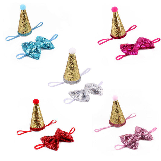 KFX-8517181 Solid Color Sequin Bow for Small Dogs - Blue, Pink, Red, Rose Red, White