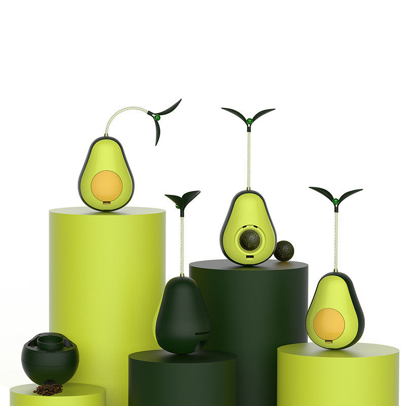 KFX-8518717 Avocado-Shaped Multifunctional Food Dispenser Cat Toy in Silicone