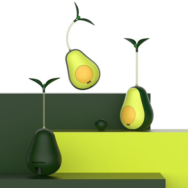 KFX-8518717 Avocado-Shaped Multifunctional Food Dispenser Cat Toy in Silicone