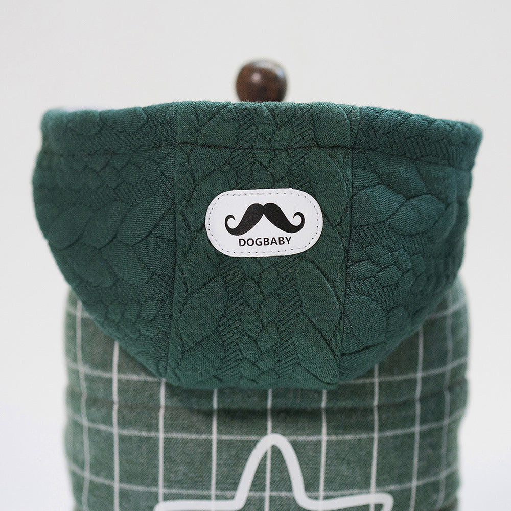 KFX-8519357 Cotton Two-Legged Dog Coat for Small Dogs in Green and Gray