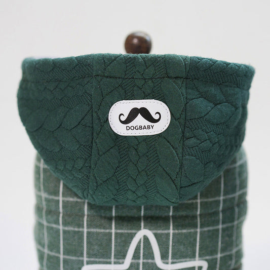 KFX-8519357 Cotton Two-Legged Dog Coat for Small Dogs in Green and Gray