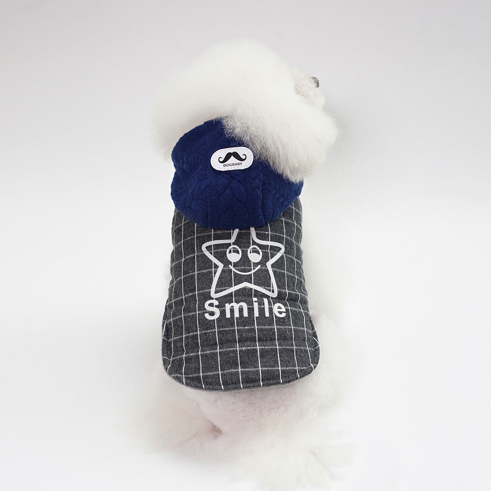 KFX-8519357 Cotton Two-Legged Dog Coat for Small Dogs in Green and Gray
