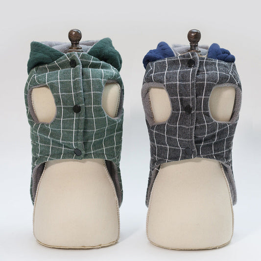 KFX-8519357 Cotton Two-Legged Dog Coat for Small Dogs in Green and Gray