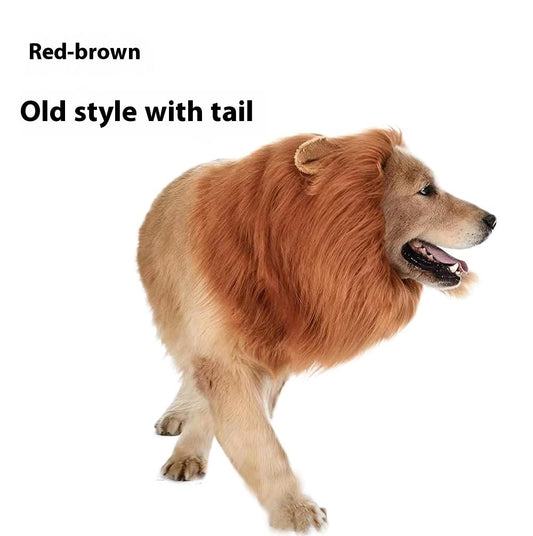 KFX-8519741 Light Brown and Red Brown Lion Head Cover for Dogs in Sizes S, M, L with Adjustable Neck Band