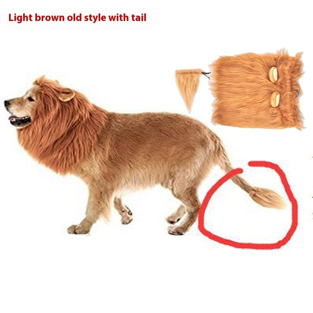 KFX-8519741 Light Brown and Red Brown Lion Head Cover for Dogs in Sizes S, M, L with Adjustable Neck Band