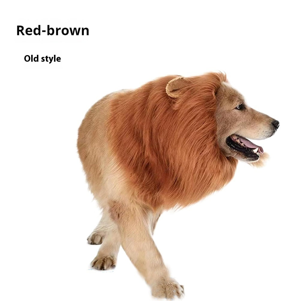 KFX-8519741 Light Brown and Red Brown Lion Head Cover for Dogs in Sizes S, M, L with Adjustable Neck Band