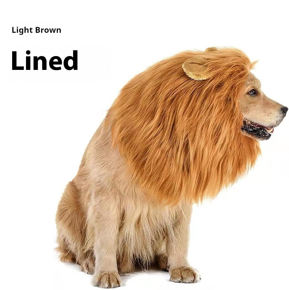 KFX-8519741 Light Brown and Red Brown Lion Head Cover for Dogs in Sizes S, M, L with Adjustable Neck Band