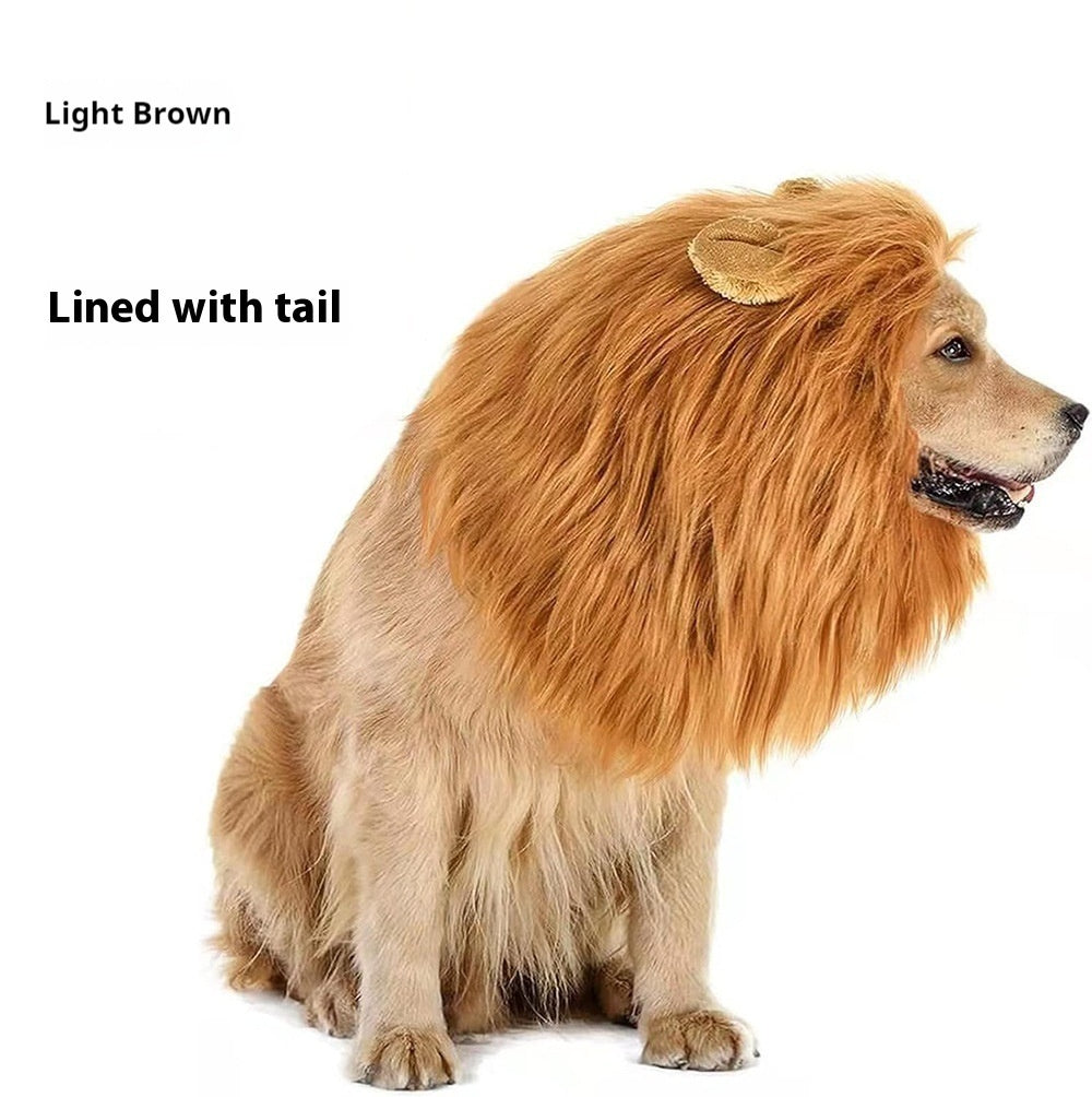 KFX-8519741 Light Brown and Red Brown Lion Head Cover for Dogs in Sizes S, M, L with Adjustable Neck Band