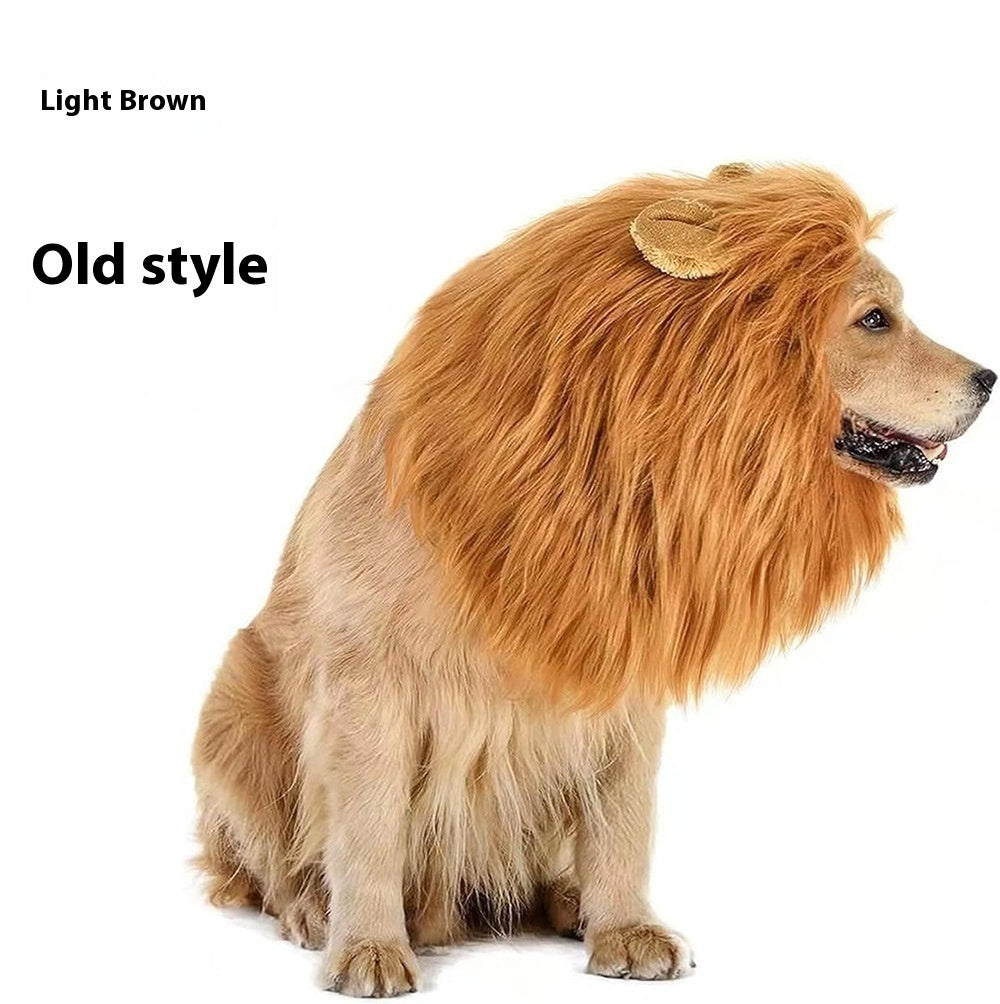 KFX-8519741 Light Brown and Red Brown Lion Head Cover for Dogs in Sizes S, M, L with Adjustable Neck Band