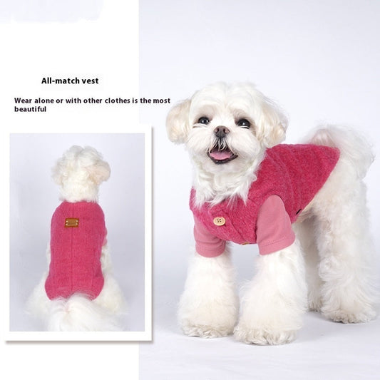 KFX-8519997 Cotton Cashmere Vest for Small Dogs in Yellow, Blue, and Red - Autumn/Winter Collection